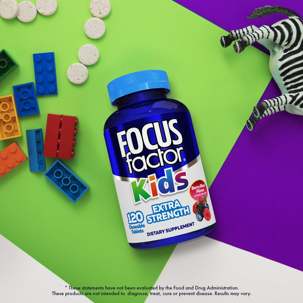 Focus Factor Kids 120 count bottle and branding