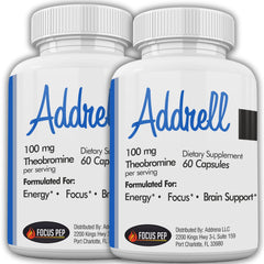 Focus Pep Addrell bottle highlights natural energy support for study sessions.