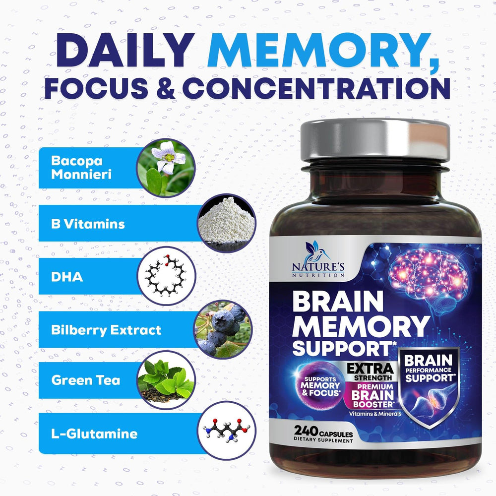 Person focusing while studying with memory supplement
