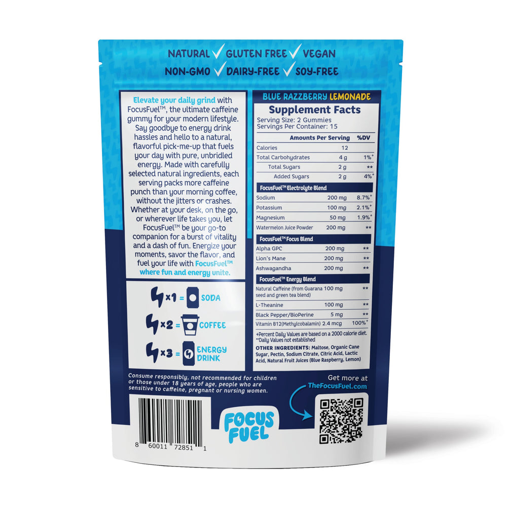 Serving size and flavor description for Blue Razzberry Lemonade