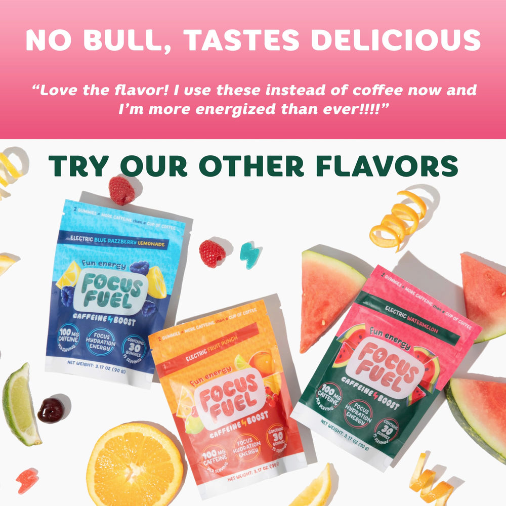 Hero shot presenting FocusFuel Watermelon Energy Chews.