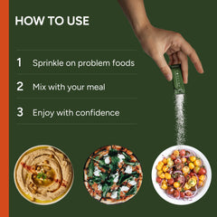 Close-up of ingredients list showing fructan hydrolase, lactase, and alpha-galactosidase