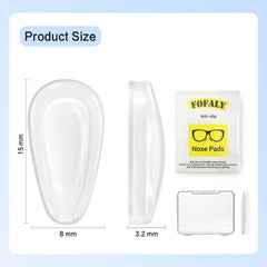 Clear adhesive nose pads for glasses with 3.2mm thickness - back view