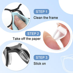 Eyeglasses showing replacement nose pads attached