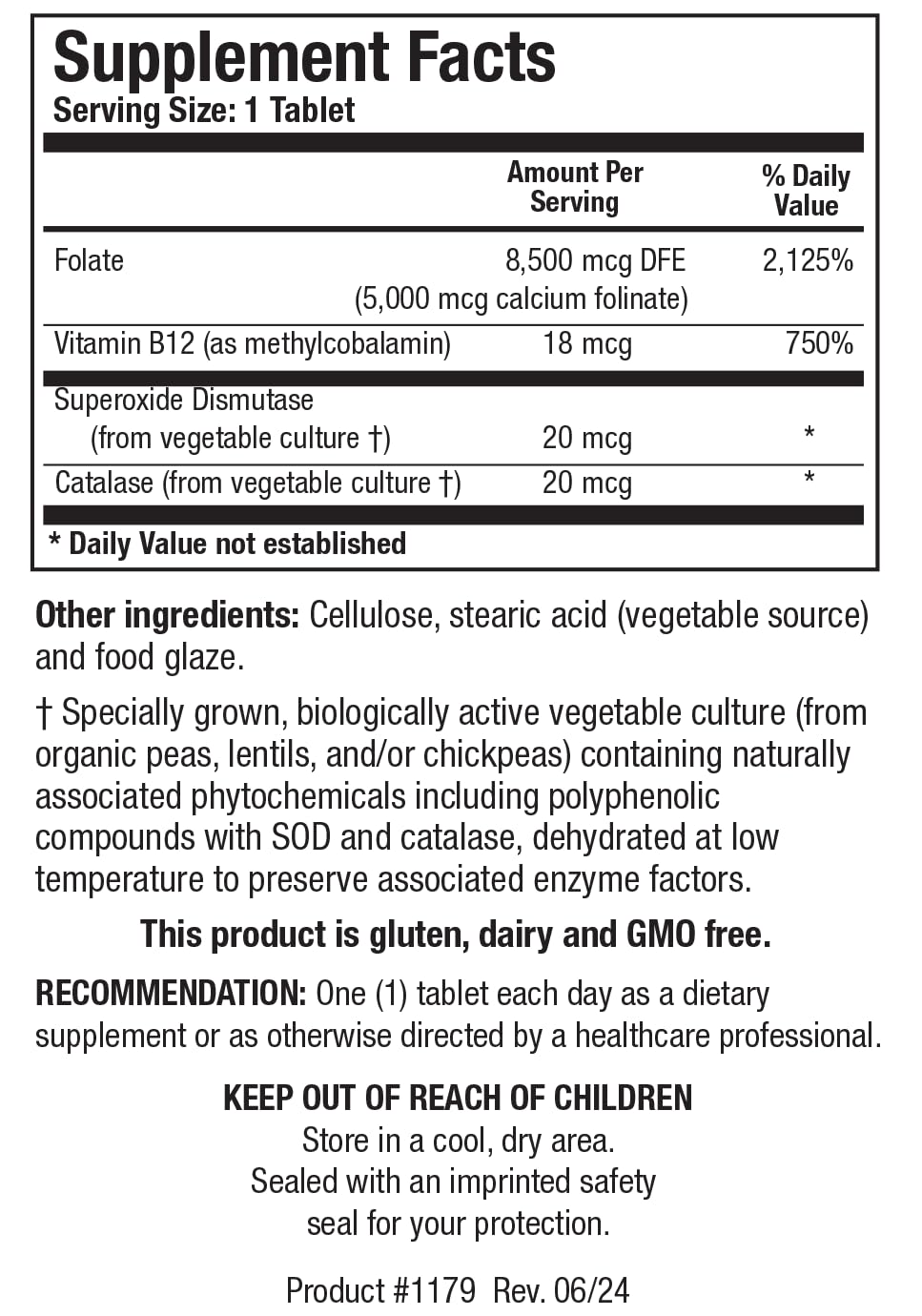 Folate 5 Plus high potency with B12 methyl support product overview