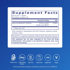 Close-up of folate 5-MTHF bottle label