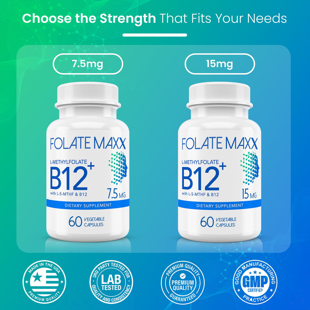 Gluten-free and Non-GMO badges for FolateMaxx