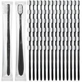 FoldTier 100 piece nano toothbrush bulk pack in black and white, front view
