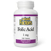 Natural Factors Folic Acid 1mg 180 tablets bottle