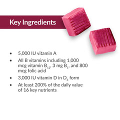 Folic acid 800 mg included in the bariatric chew