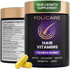 FOLICARE Biotin Hair Growth bottle with capsules