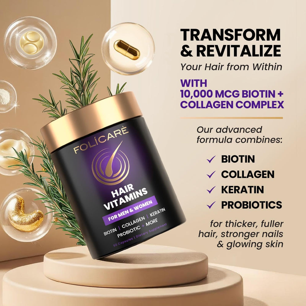 Biotin with collagen and keratin ingredients illustration