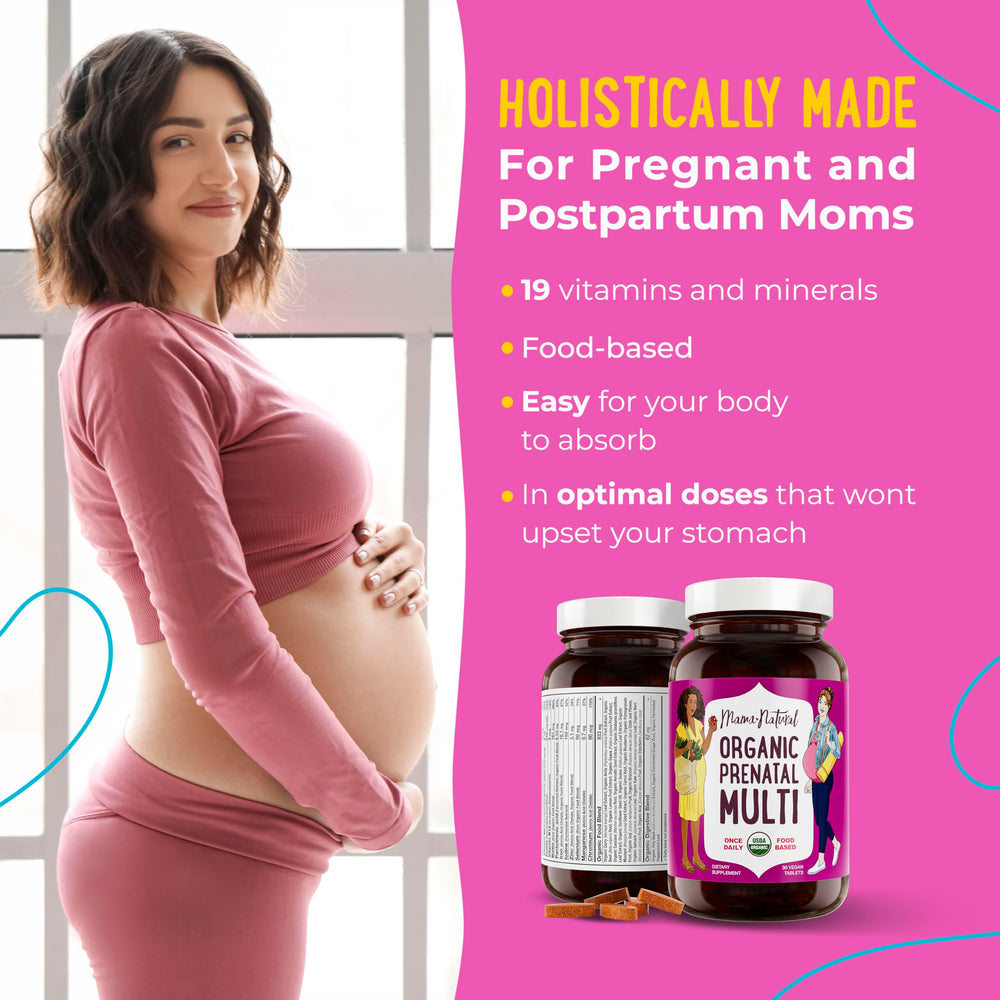 Blend of organic herbs, fruits and vegetables in prenatal vitamin