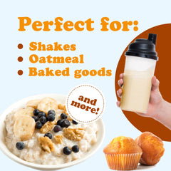 Protein powder being used to make pancakes