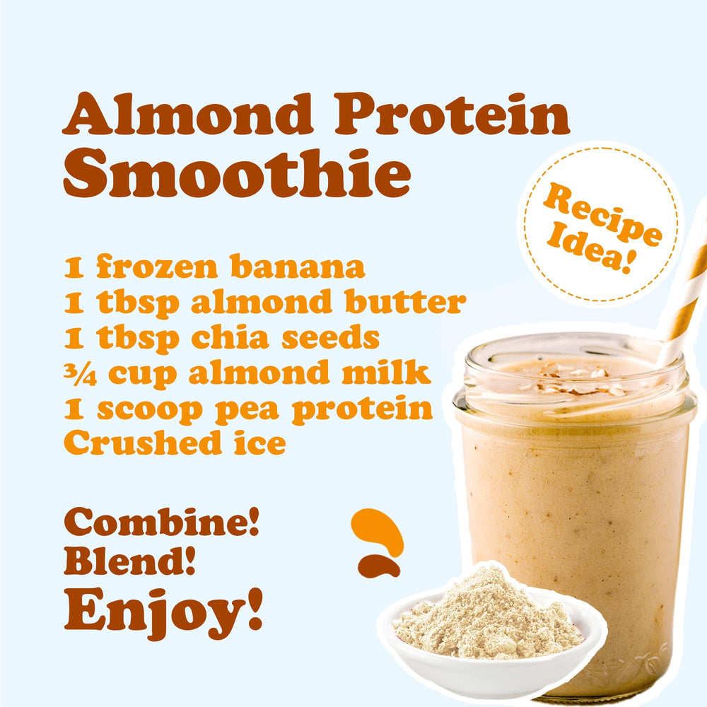 Storage container of Organic Yellow Pea Protein Powder in a cool dry place