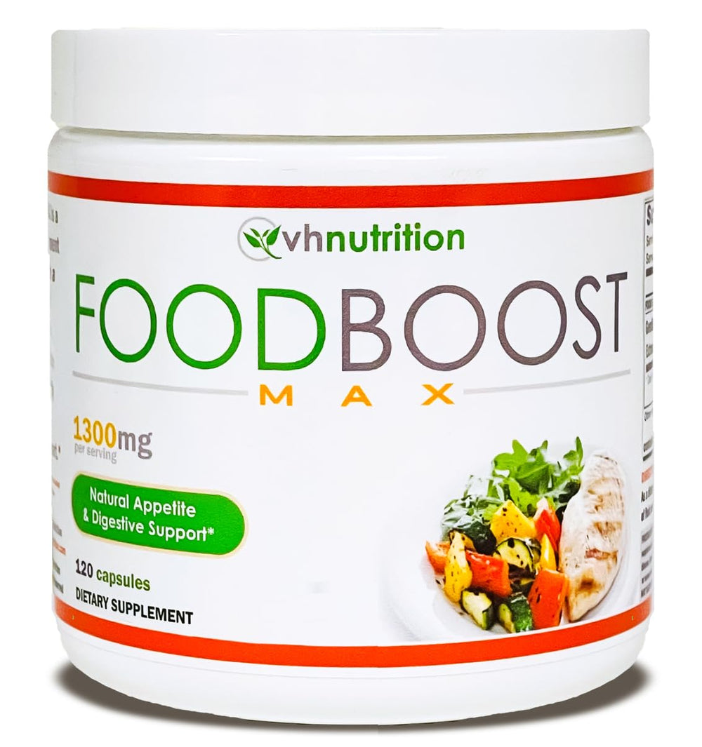 FoodBoost MAX bottle and 1300mg appetite pills