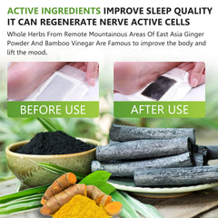 Close-up of foot pad ingredients ginger powder and bamboo vinegar