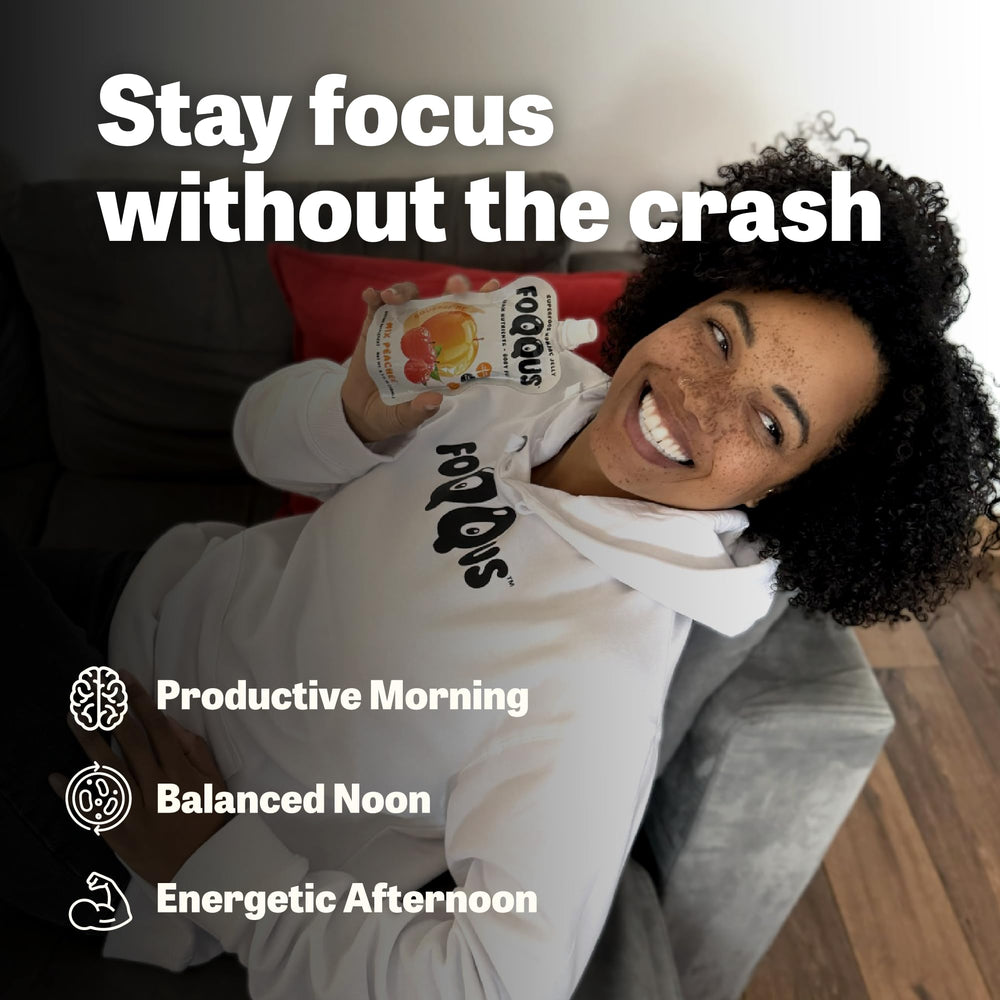 FOQQUS Peach Lychee Konjac Jelly ingredients feature Bacopa and caffeine for focus