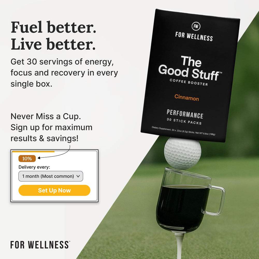 Powder being added to coffee for steady energy