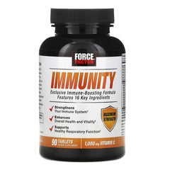 Close-up of Immunity capsules with bottle in background