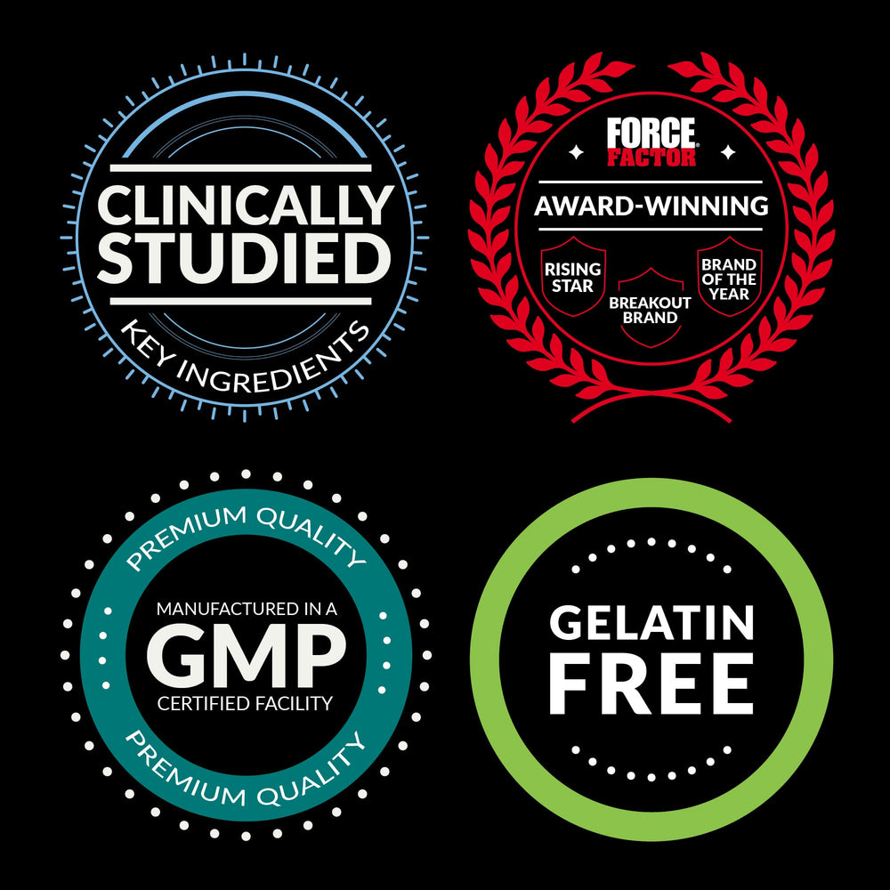 Packaging box and bottle arranged on white background