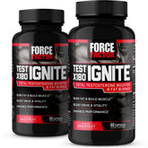 Force Factor Test X180 Ignite bottle front showcases testosterone-boosting formula for workouts.