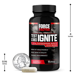 Force Factor Test X180 Ignite workout setting with dumbbells and bottle.