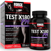 Force Factor Test X180 PM bottle on nightstand for overnight vitality support