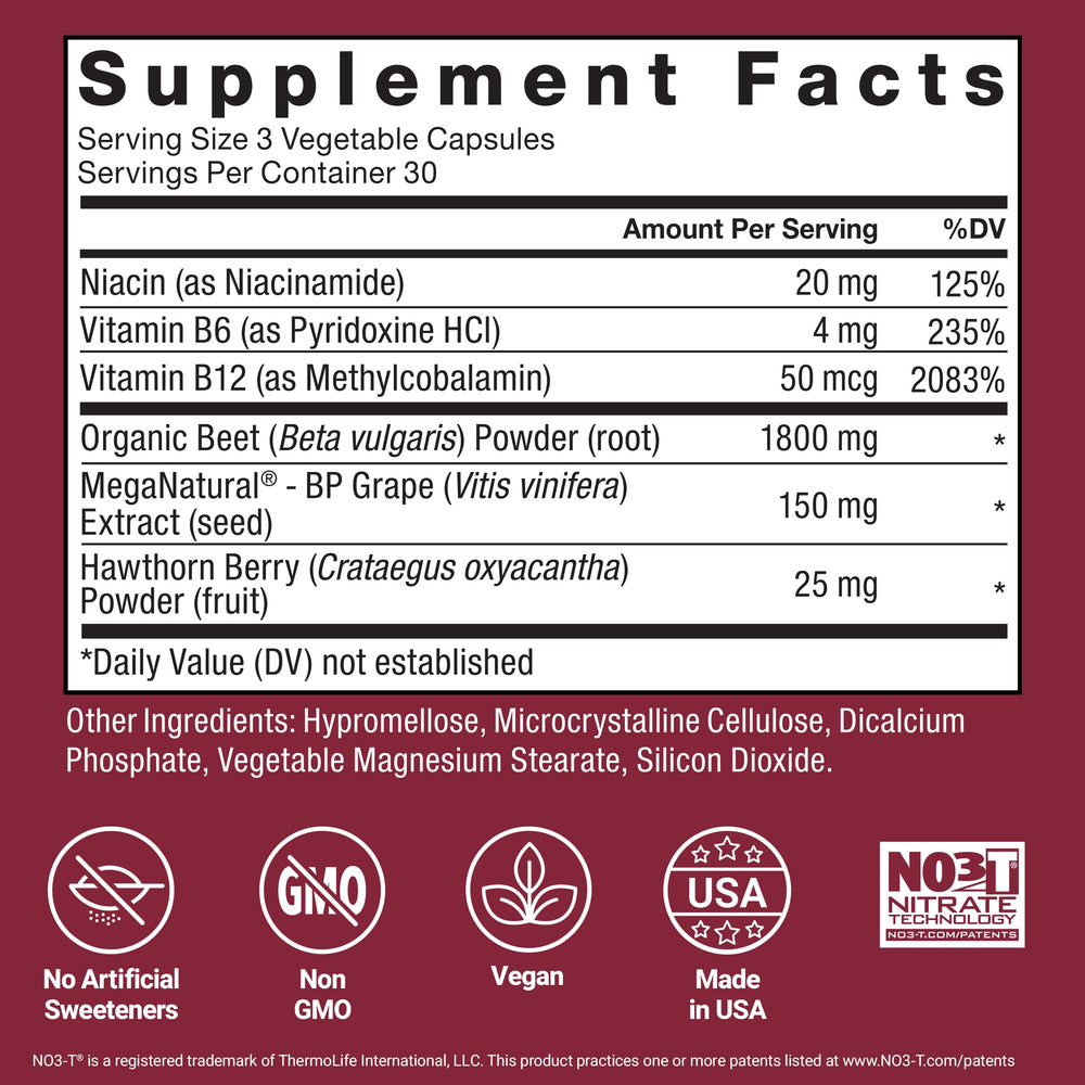 Beet root capsules supporting nitric oxide production and circulation
