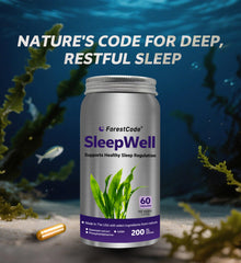 Bedtime setup with water, notebook, and ForestCode Sleep Aid