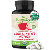 ForestLeaf apple cider vinegar bottle emphasizes convenient digestion support.