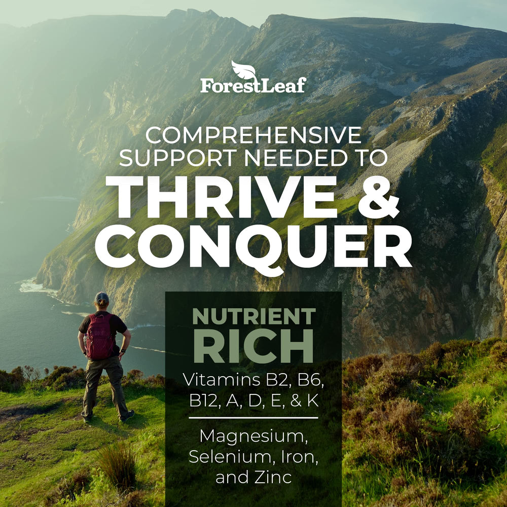 Nutrition facts panel highlighting B vitamins, Iron, Magnesium, Zinc