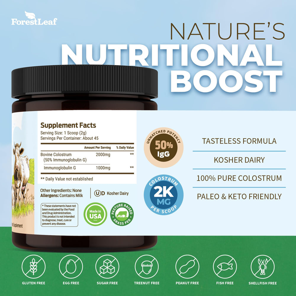 USA-sourced, lab-tested ForestLeaf Colostrum Powder