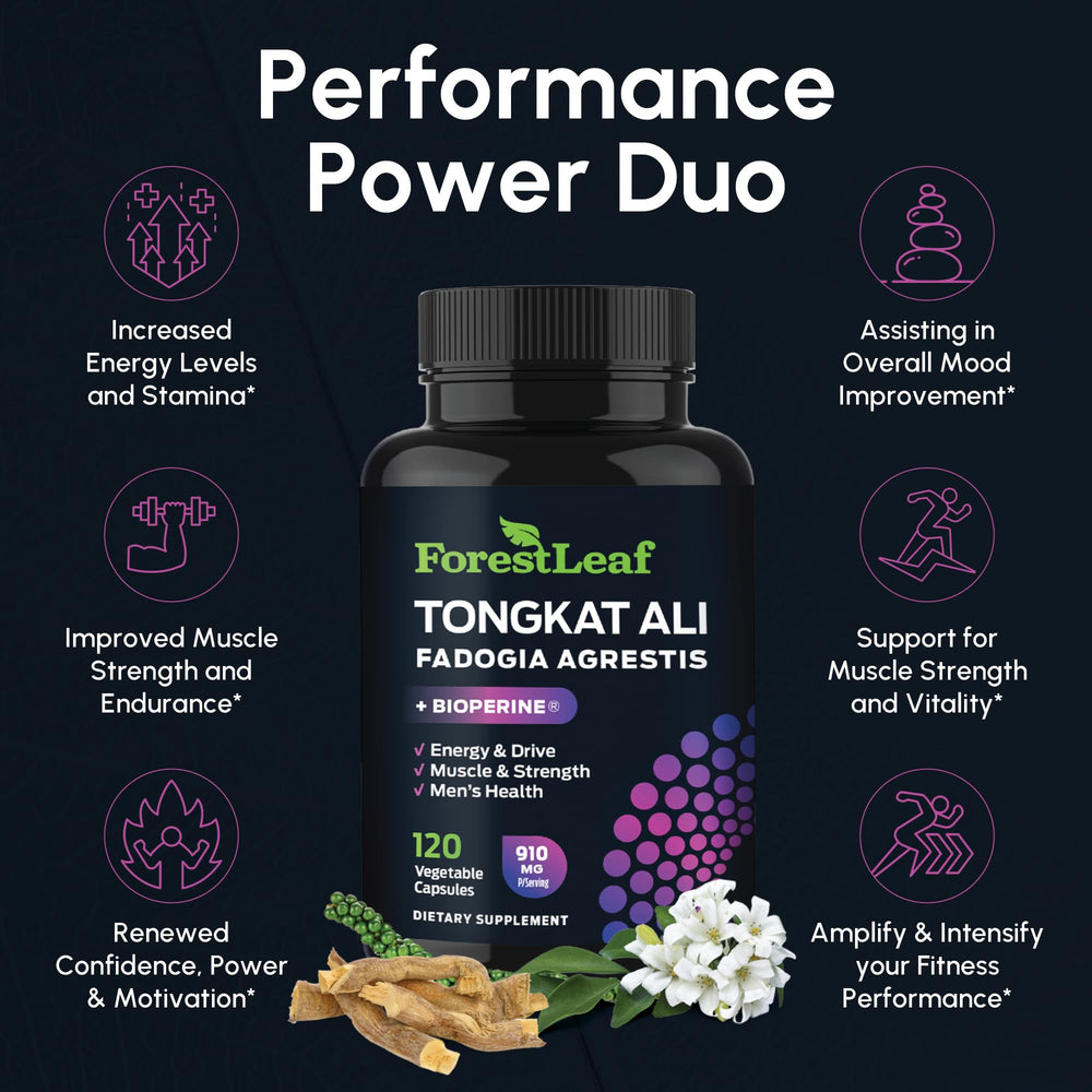 ForestLeaf Fadogia Agrestis powder highlights herbal blend for natural vitality.