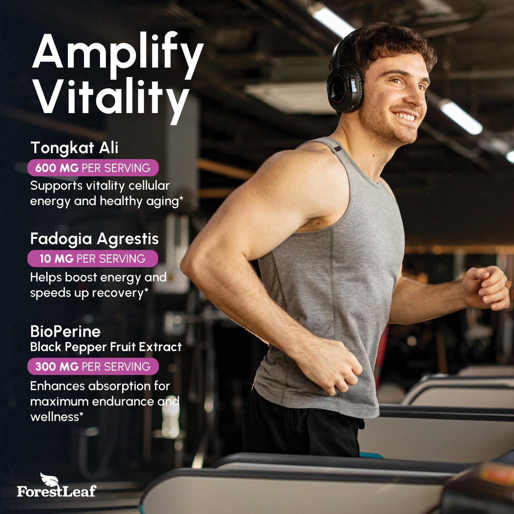 ForestLeaf Ingredient Panel highlights Tongkat Ali and Fadogia Agrestis extracts.