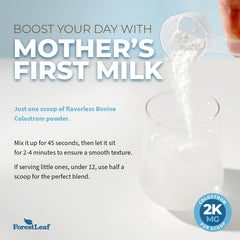 Kosher OU-D certified ForestLeaf Colostrum Powder packaging