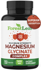 ForestLeaf Magnesium Glycinate 500mg Complex bottle on white background