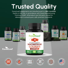 USA-made GMP facility symbol for ForestLeaf magnesium supplement