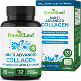 ForestLeaf Multi Collagen Pills bottle with 120 capsules on white background