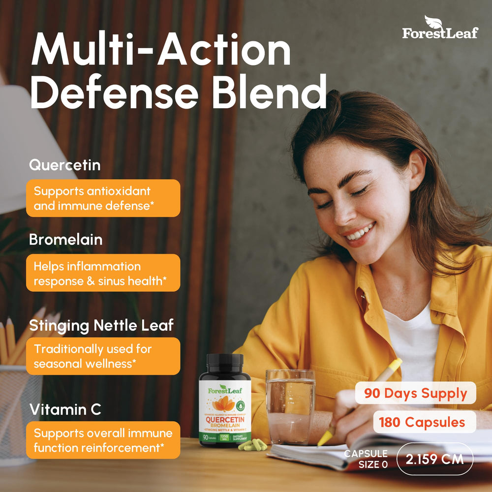 Supplement facts panel for ForestLeaf Quercetin + Bromelain