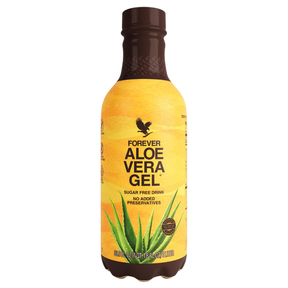 Forever Living Aloe Vera Gel bottle showing inner leaf origin, 33.8 fl oz