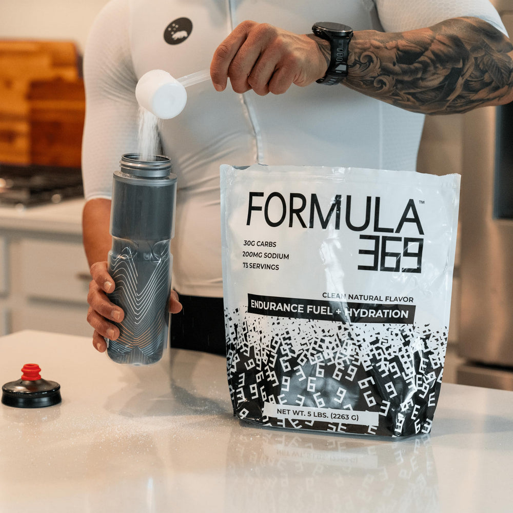 Formula 369 athlete training session using endurance drink for energy.
