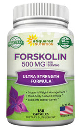 aSquared Nutrition Forskolin 500mg bottle with 180 capsules