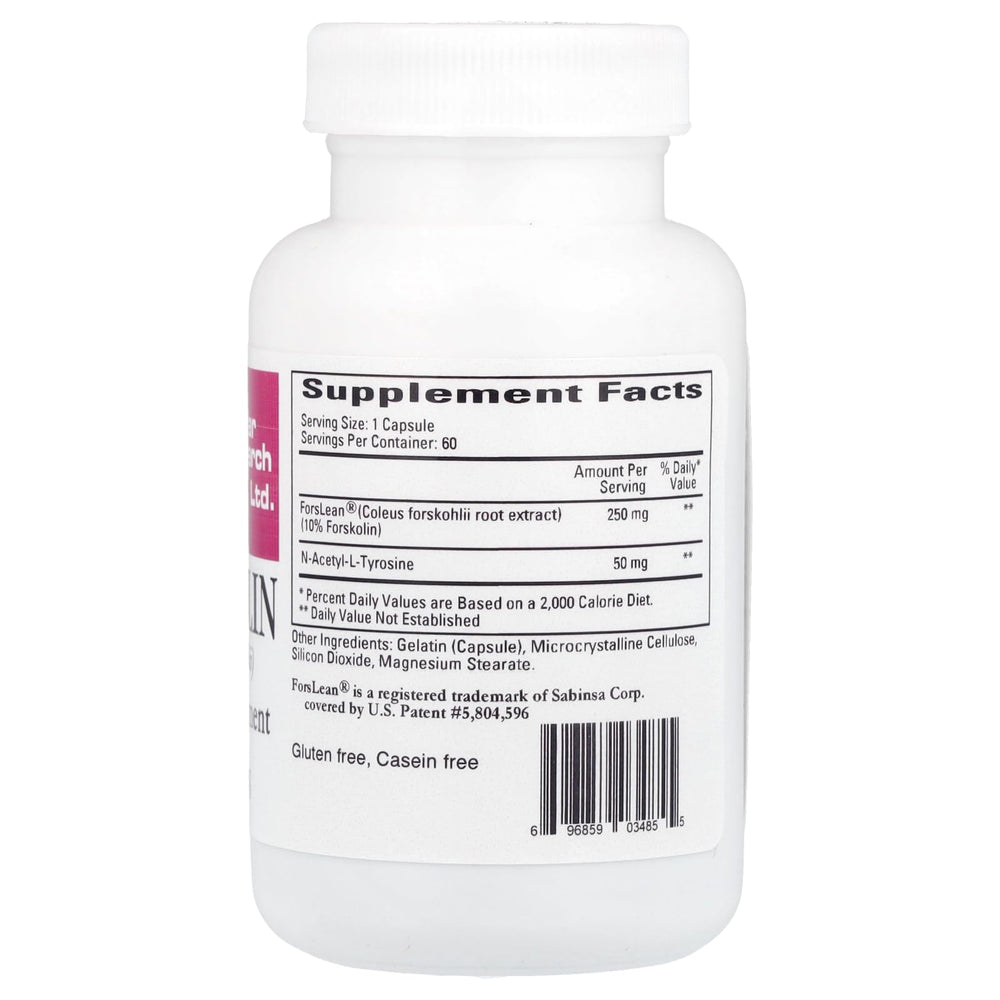 Forskolin white bottle close-up label
