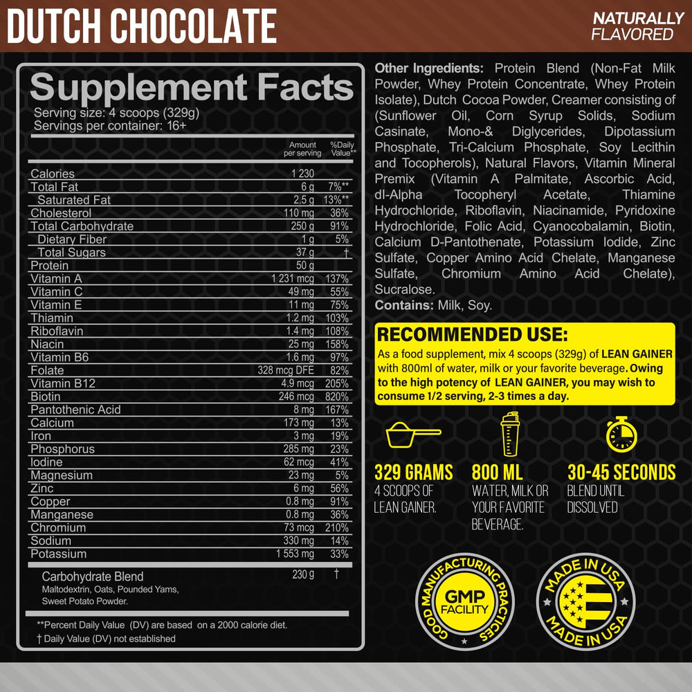 Forzagen Lean Gainer scoop with Dutch Chocolate highlights easy prep for bulk.