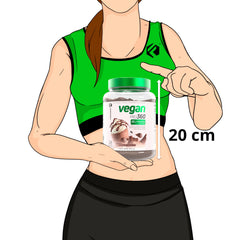 Forzagen Vegan Protein 360 serving-size guide showing 27 servings per tub