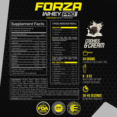 BCAAs and digestive enzymes label on Forzagen Whey PRO