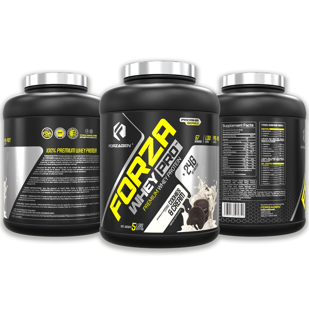 Nutrition facts label for Forzagen Whey PRO low carb