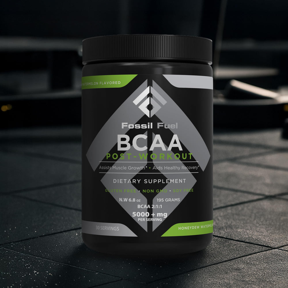 Athlete rehydrating after workout using Fossil Fuel BCAA powder