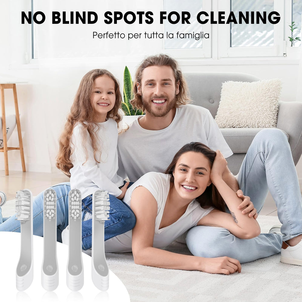 Pack of four gray replacement toothbrush heads